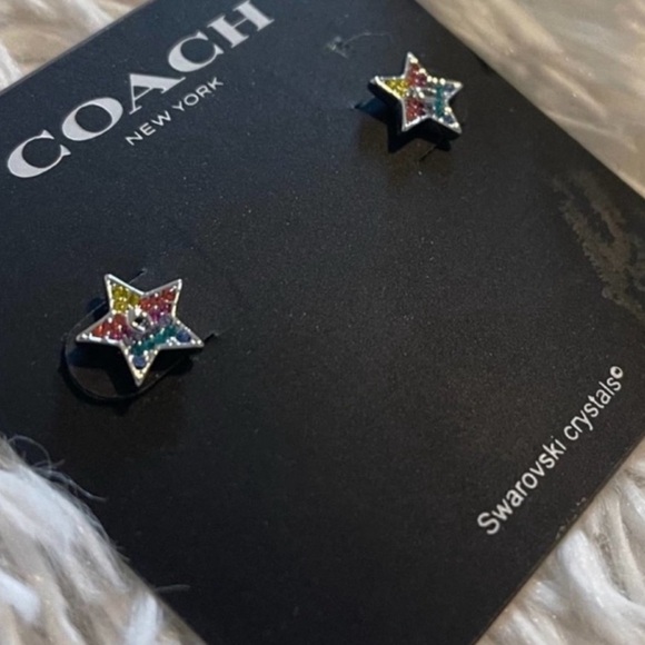 COACH Rainbow Swarovski Crystal Star Earrings - Picture 4 of 4